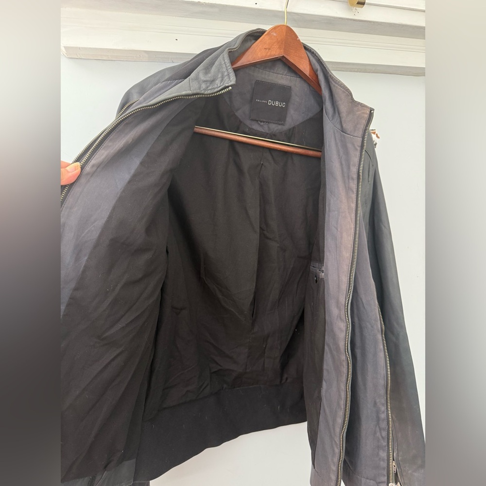 Philippe Dubuc Men's Dark‎ Gray Lamb Leather Jacket - Picture 5 of 8
